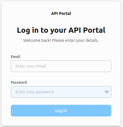 API Portal Log in