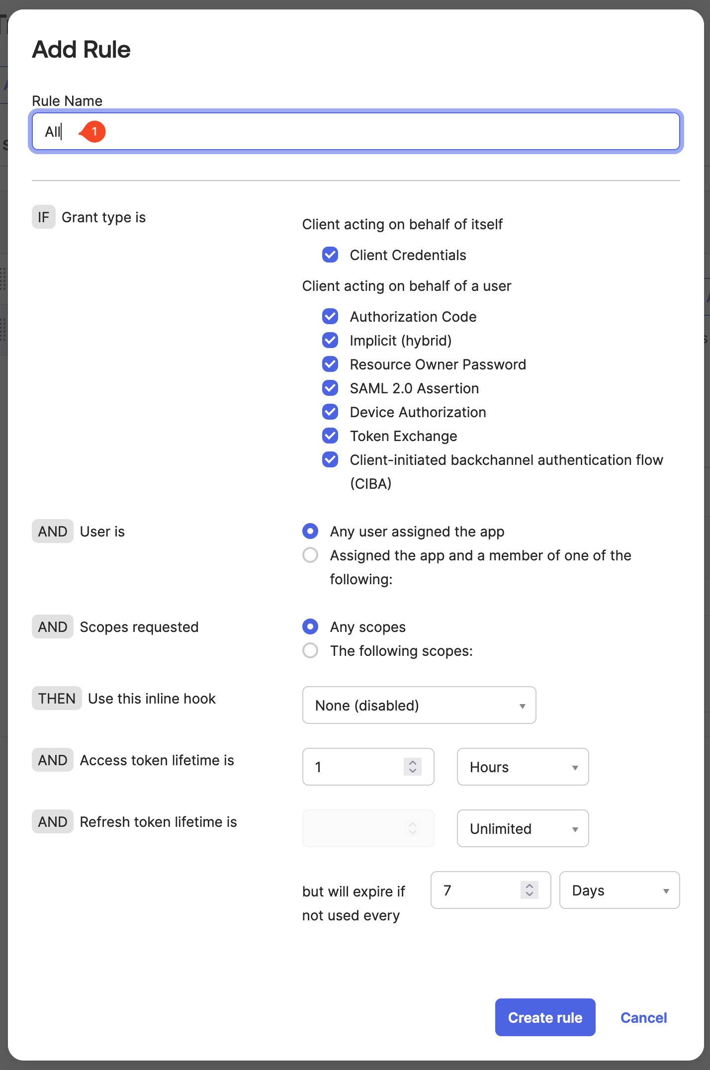 Configure the rule