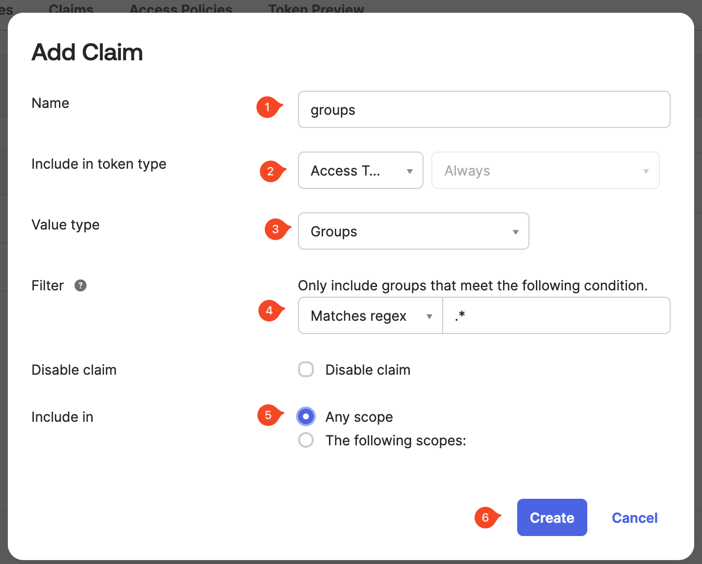 Configure custom claim