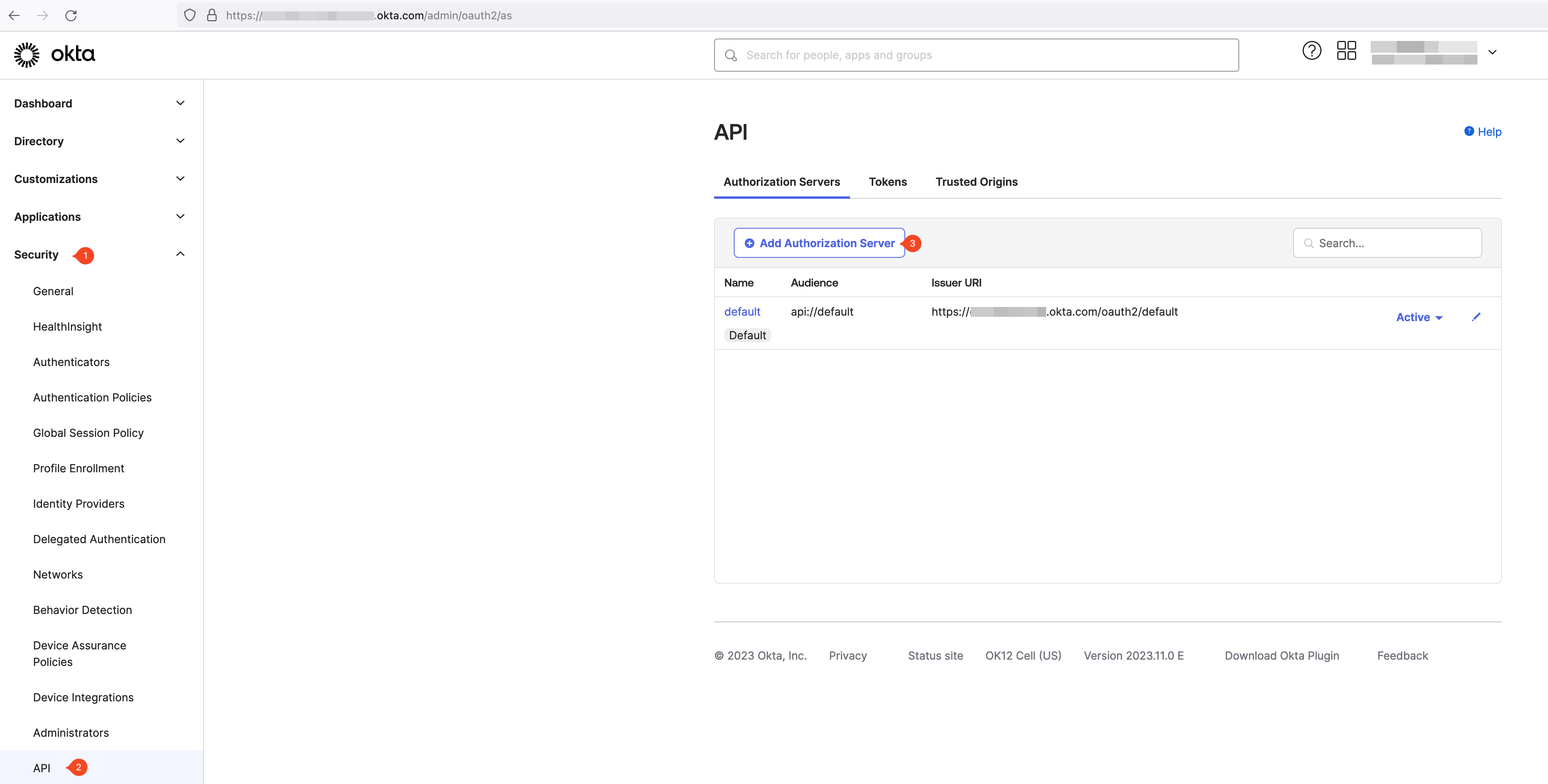 Create custom Okta authorization server